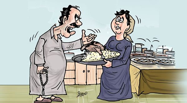 كاريكاتير ساخر عن السلوك السلبي مع الطعام في رمضان موقع اسكتشات