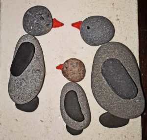 رسم طيور بالحجارة