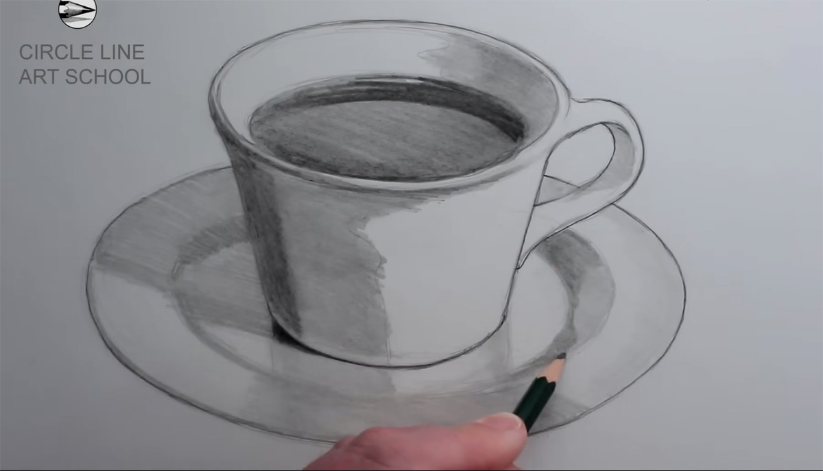 رسم فنجان بالخطوات