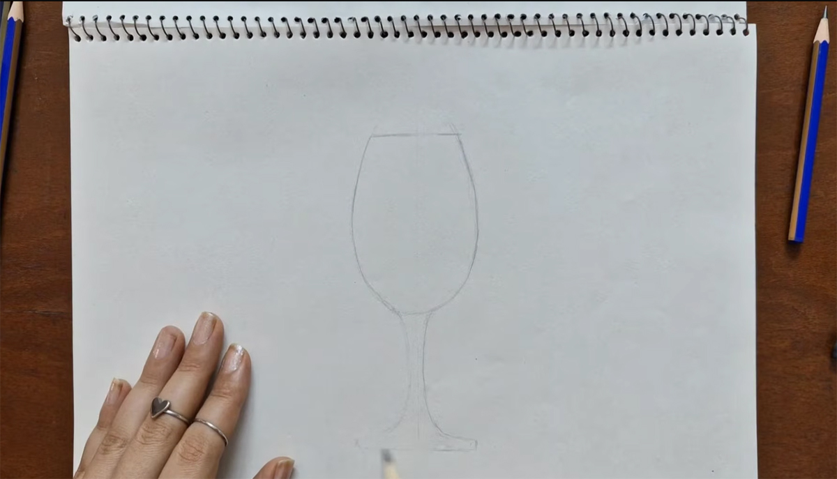 خطوات رسم كأس زجاجي