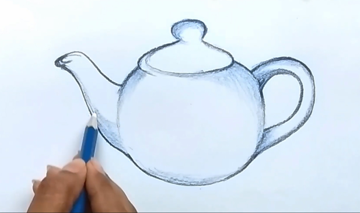 خطوات رسم براد الشاي