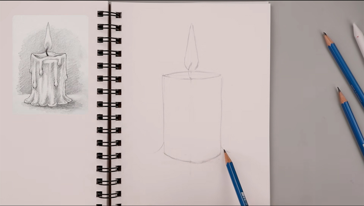 تعلم رسم الشمعة بالخطوات