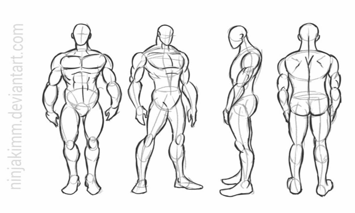 رسم الرجل في وضعيات الثبات ( الوقوف والجلوس )