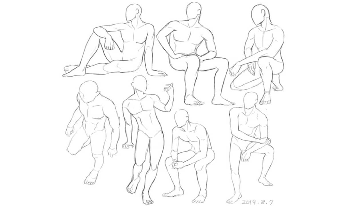 رسم الرجل في وضعية الجلوس (Seated Poses)
