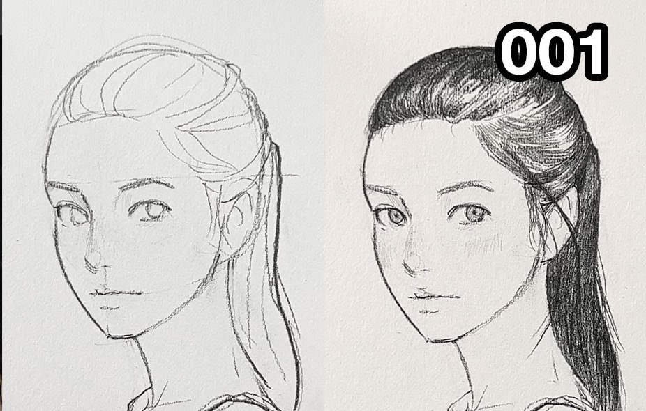 رسم الوجه من زاوية ثلاثة أرباع (3/4 View)